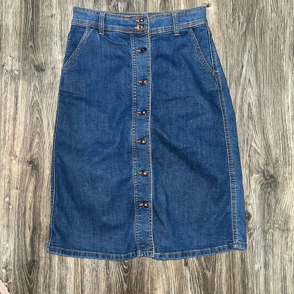 Sneak Peek Small Button Down Denim Skirt